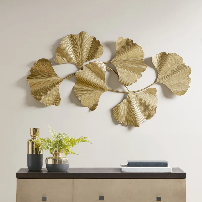 Faye Gold Foil Metal Ginkgo Leaf Wall Décor